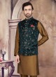 Golden Brown And Green Nehru Jacket Set